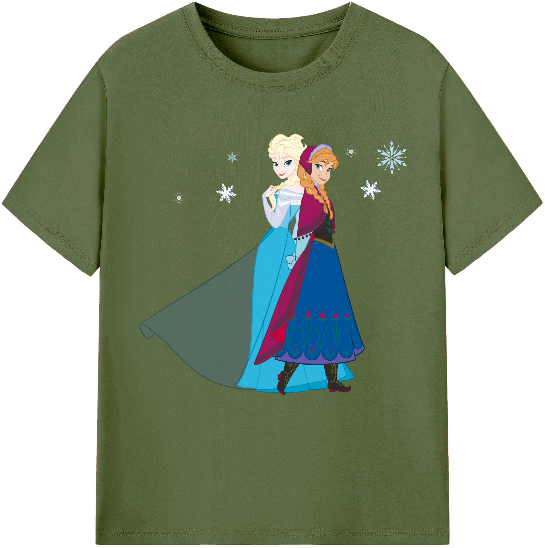 （画像用） アナと雪の女王 アンナ エルサ Frozen Anna Elsa 綿100％半袖Tシャツ（フロントプリント）